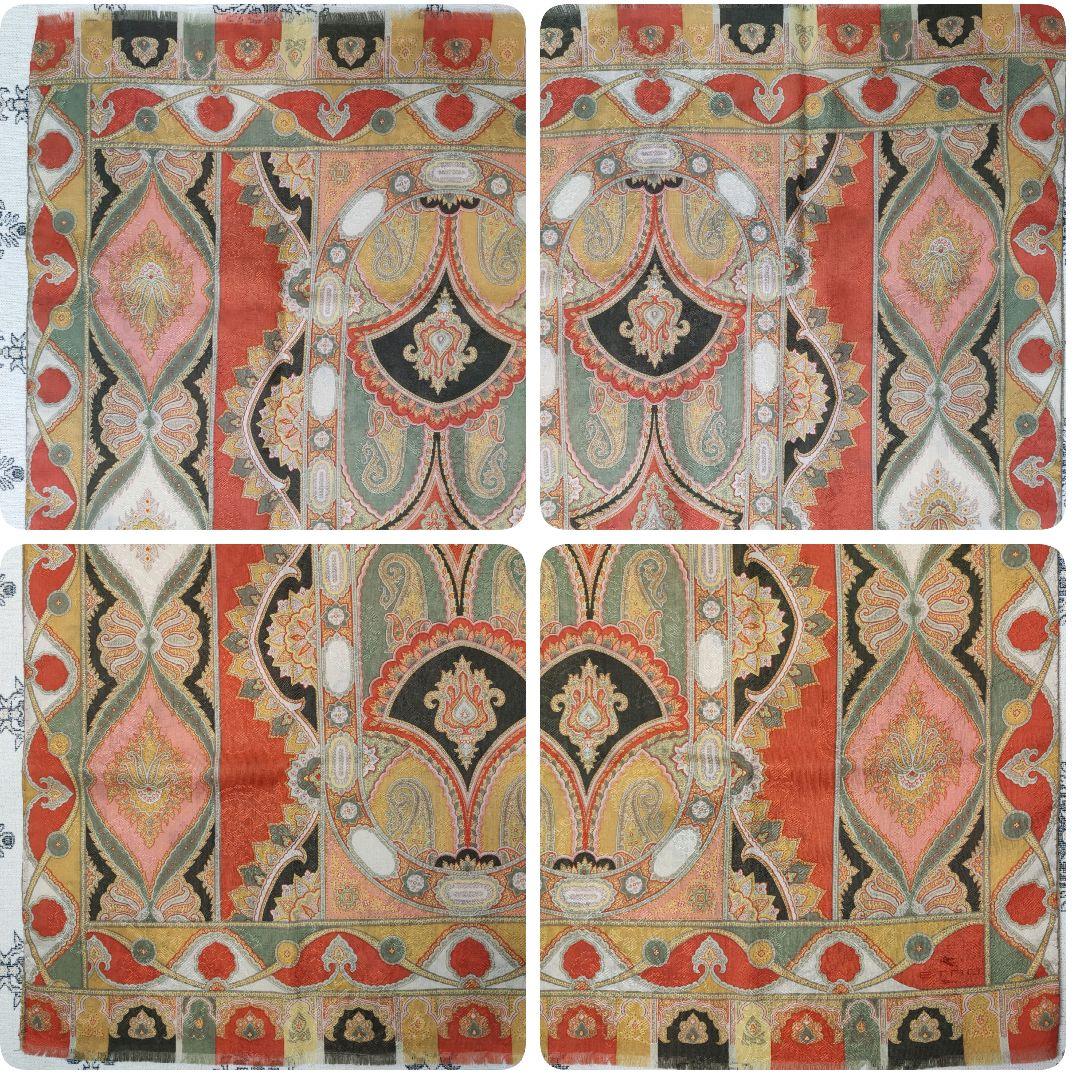 極美品　ETRO　ストール　ショール　ウール／シルク　ITALY　オリエンタル柄