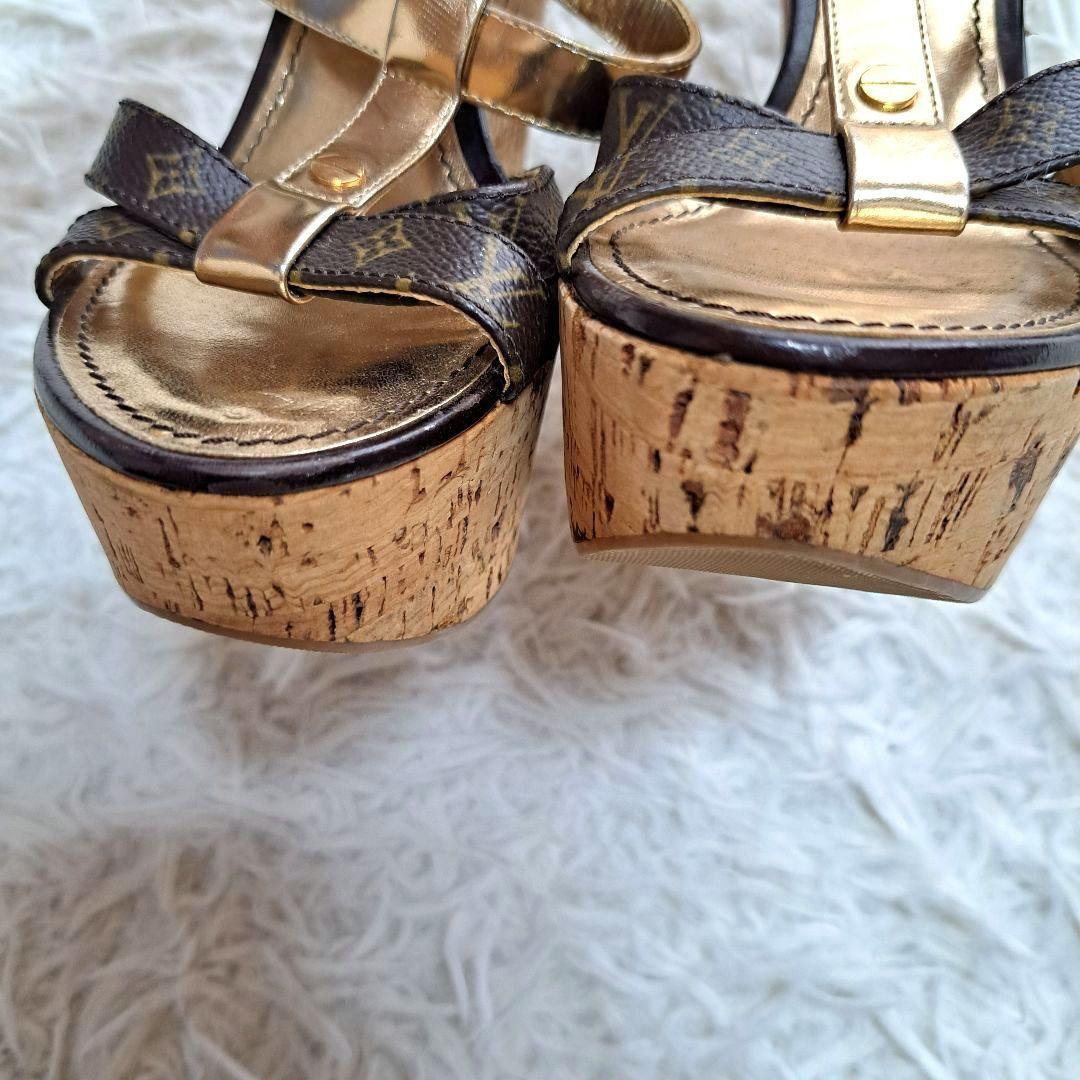 【LOUIS VUITTON】サンダル　モノグラム　ストラップ　ウェッジサンダル