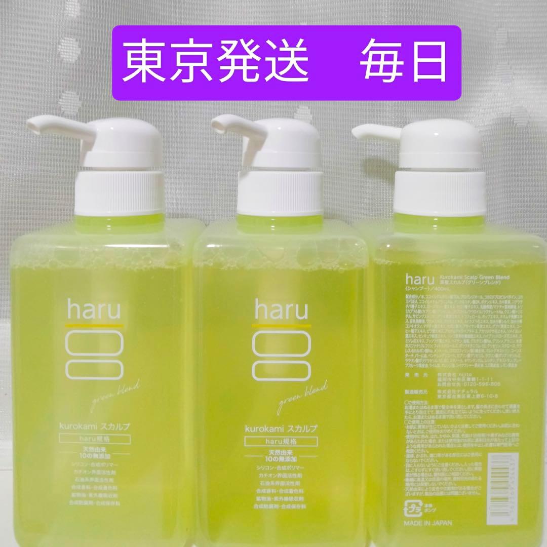 シャンプー　haru　100％天然由来のkurokamiスカルプ　グリーン　3本