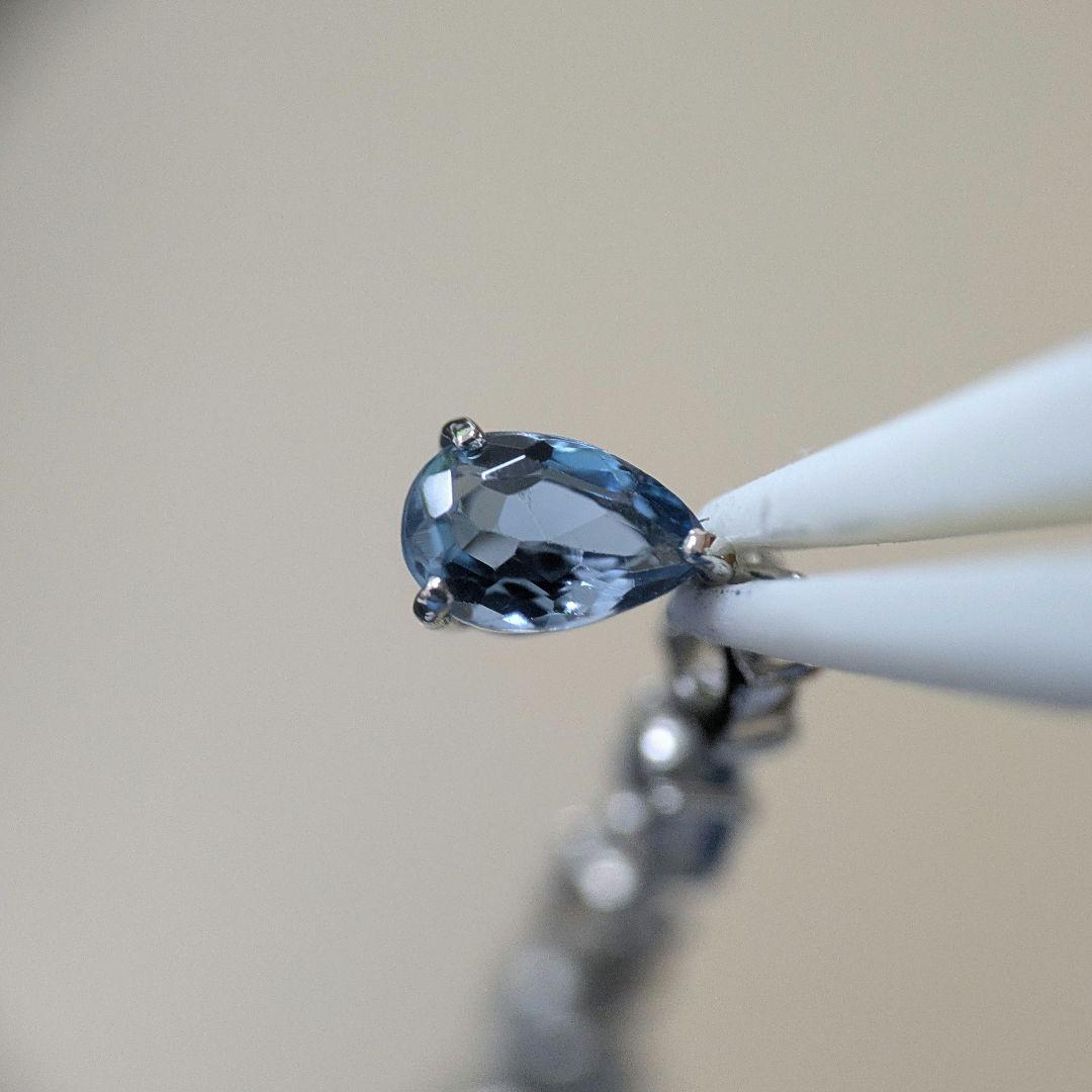 PT900 アクアマリン ダイヤモンド 6連 ピアス 片側 半ペア