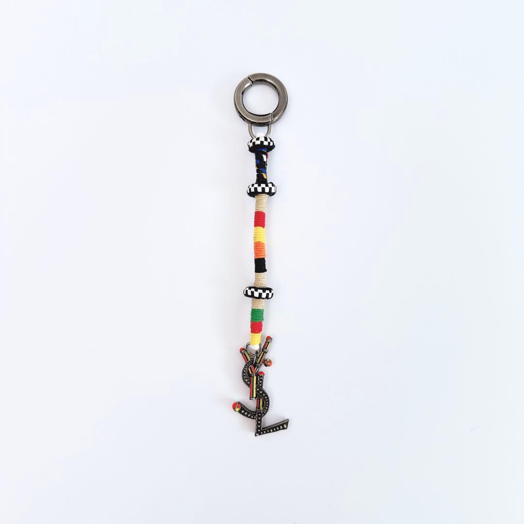 サンローラン シグネチャー キーリング バッグチャーム メタル 本革 レディース