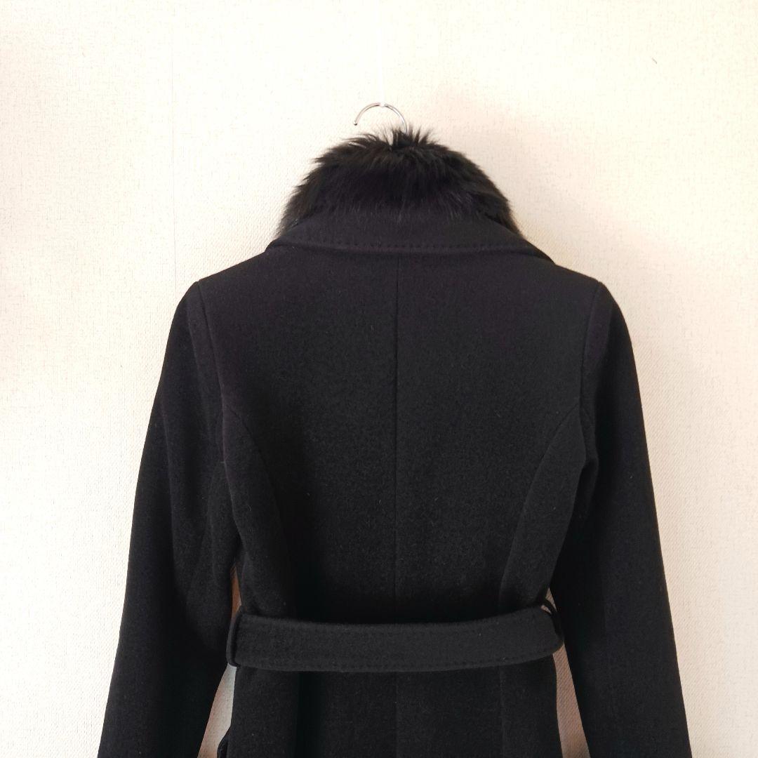 美品 MATERIA ロングコート フォックスファー ウール アンゴラ素材 黒