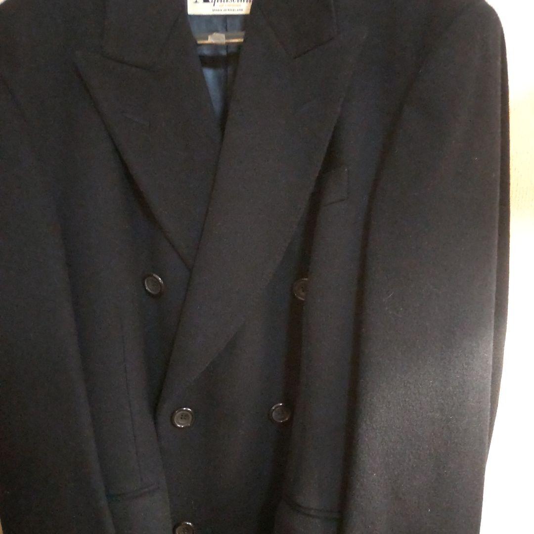 Aquascutum 黒 ダブルブレスト チェスターコート ウール100%