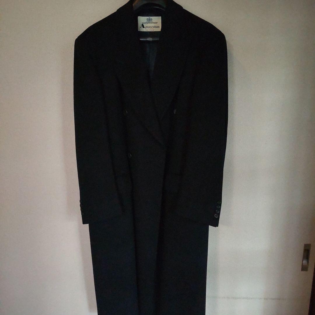 Aquascutum 黒 ダブルブレスト チェスターコート ウール100%
