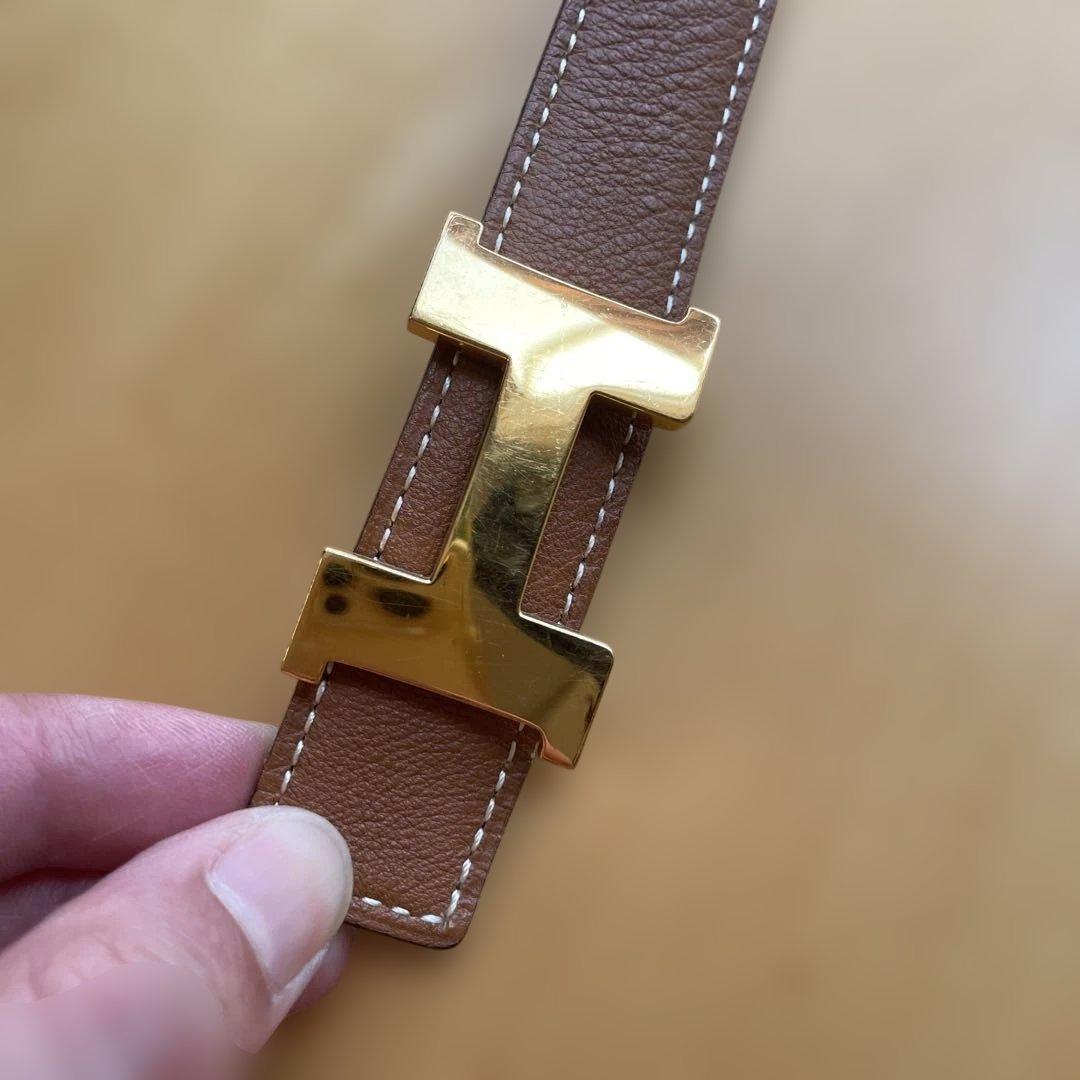 HERMES ブラウンレザーベルト 80