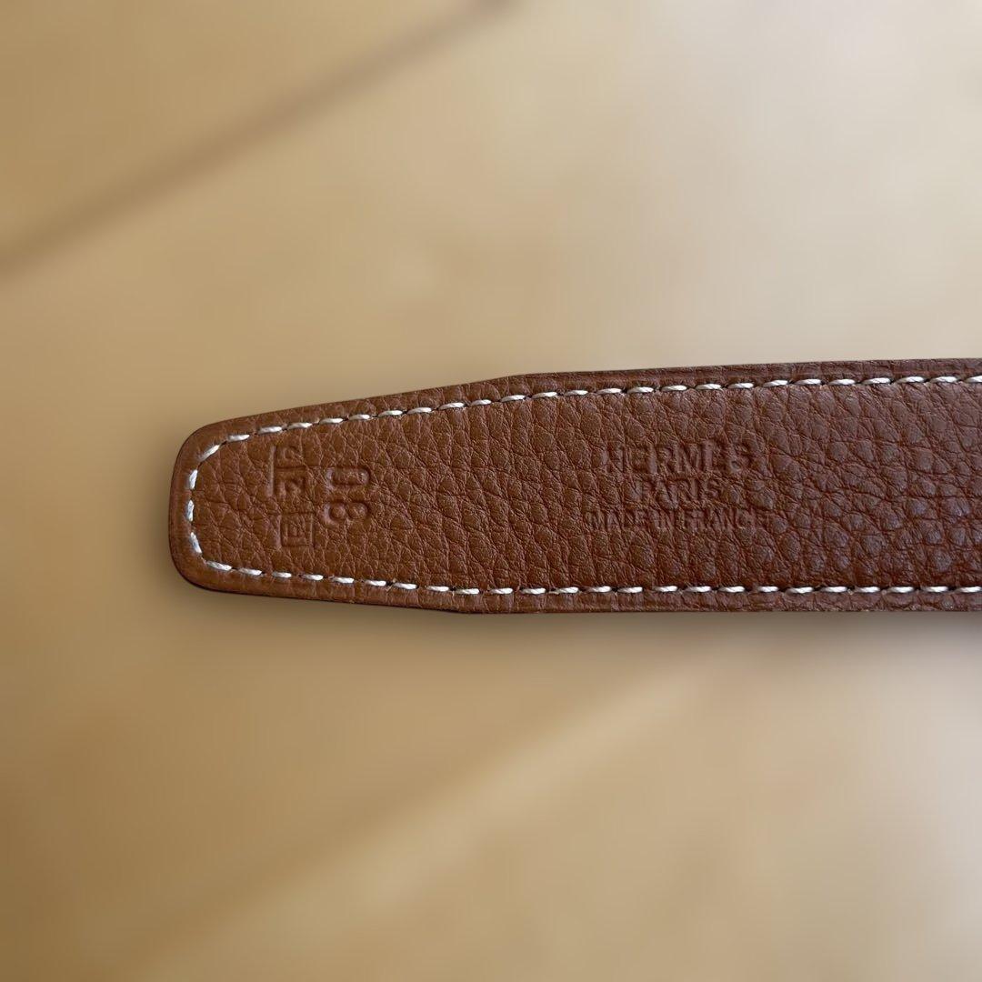 HERMES ブラウンレザーベルト 80