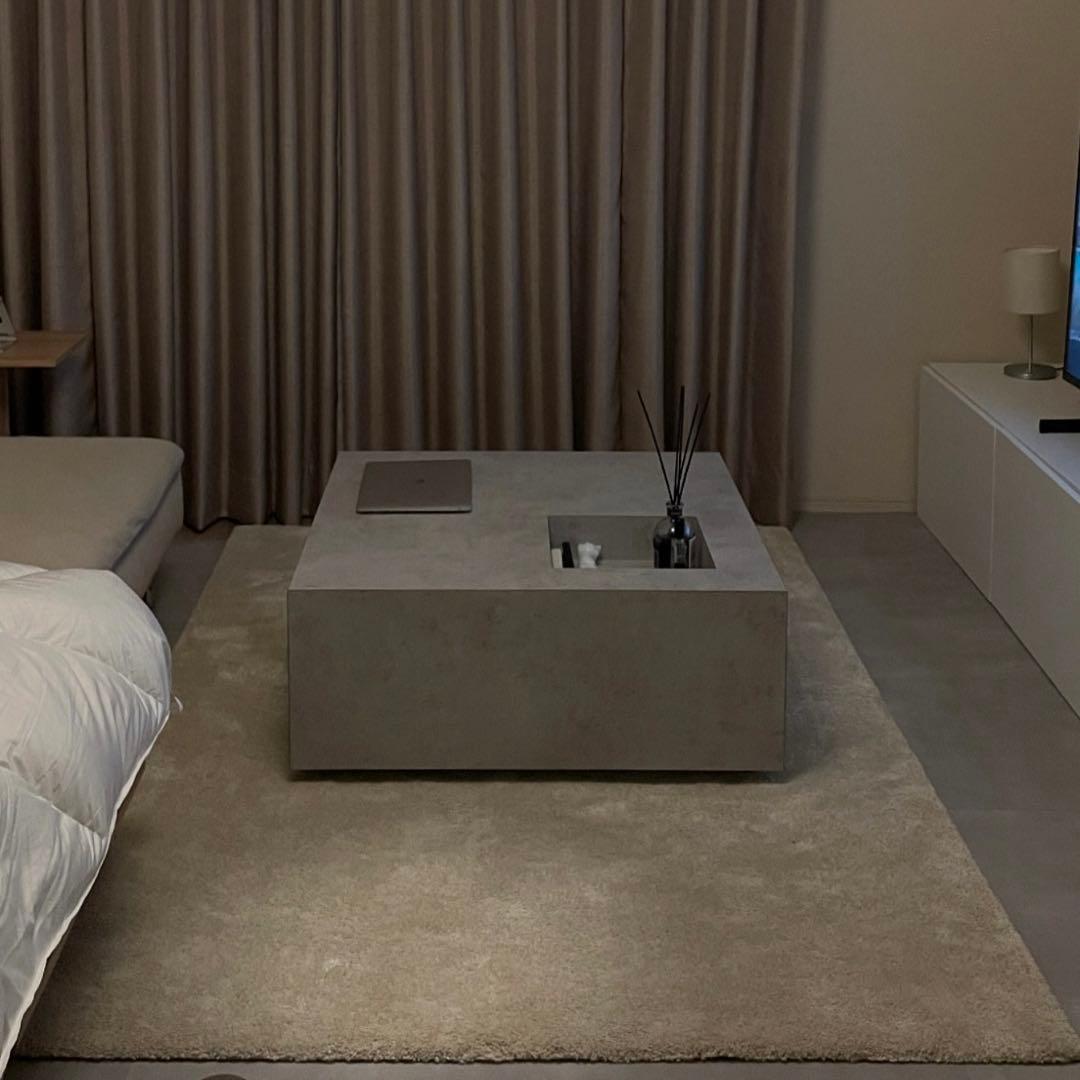 【あ】うっどすたいる ローテーブル ライトグレー コンクリート