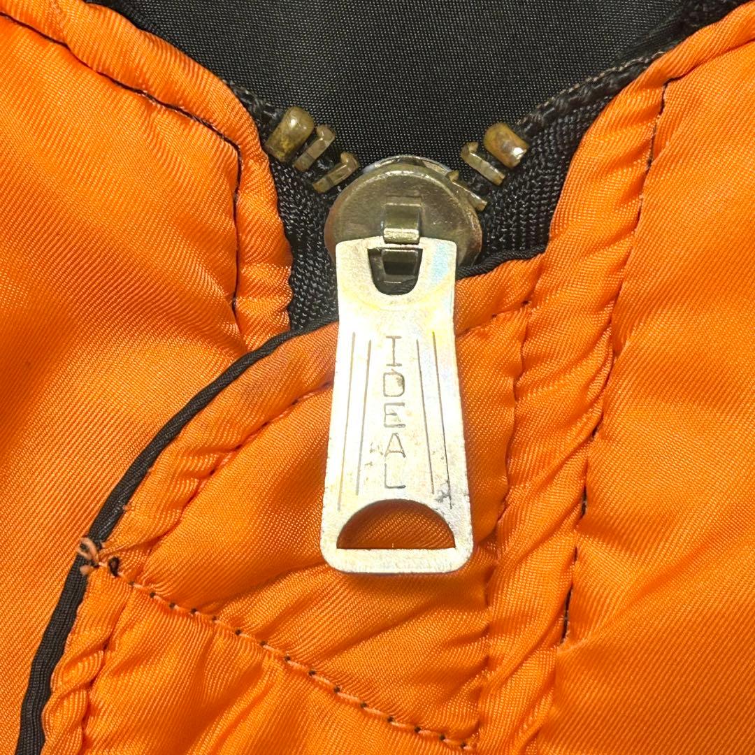 アルファ　80s USA製 MA-1 リバーシブル　黒　オレンジ　【L】