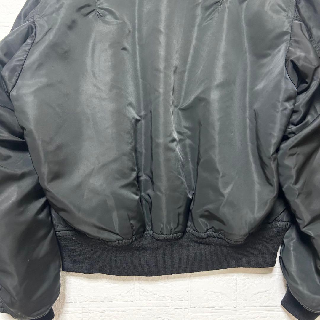 アルファ　80s USA製 MA-1 リバーシブル　黒　オレンジ　【L】