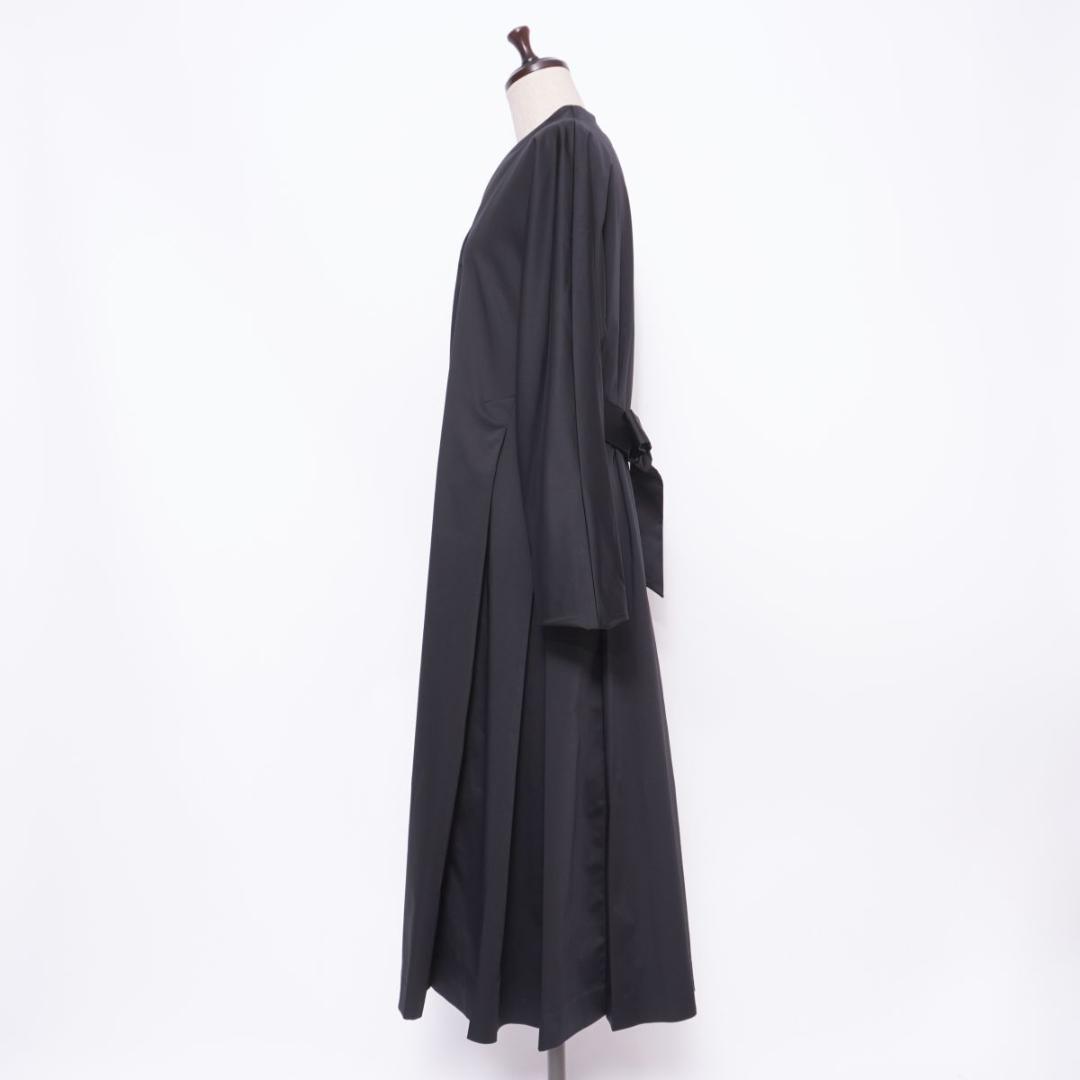 美品 シビラ ノーカラーフレアロングコート ブラック サイズM*HD912