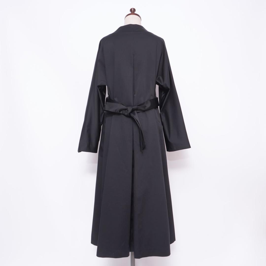 美品 シビラ ノーカラーフレアロングコート ブラック サイズM*HD912