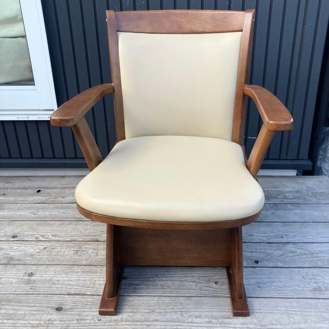 ③ 北欧レトロ 丸栄木工所 天然木製 回転式椅子 アームチェア ダイニングチェア