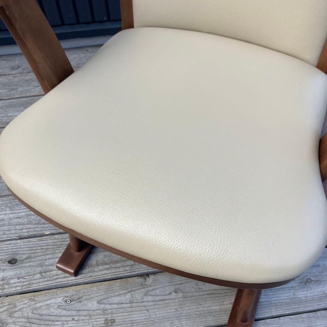 ③ 北欧レトロ 丸栄木工所 天然木製 回転式椅子 アームチェア ダイニングチェア