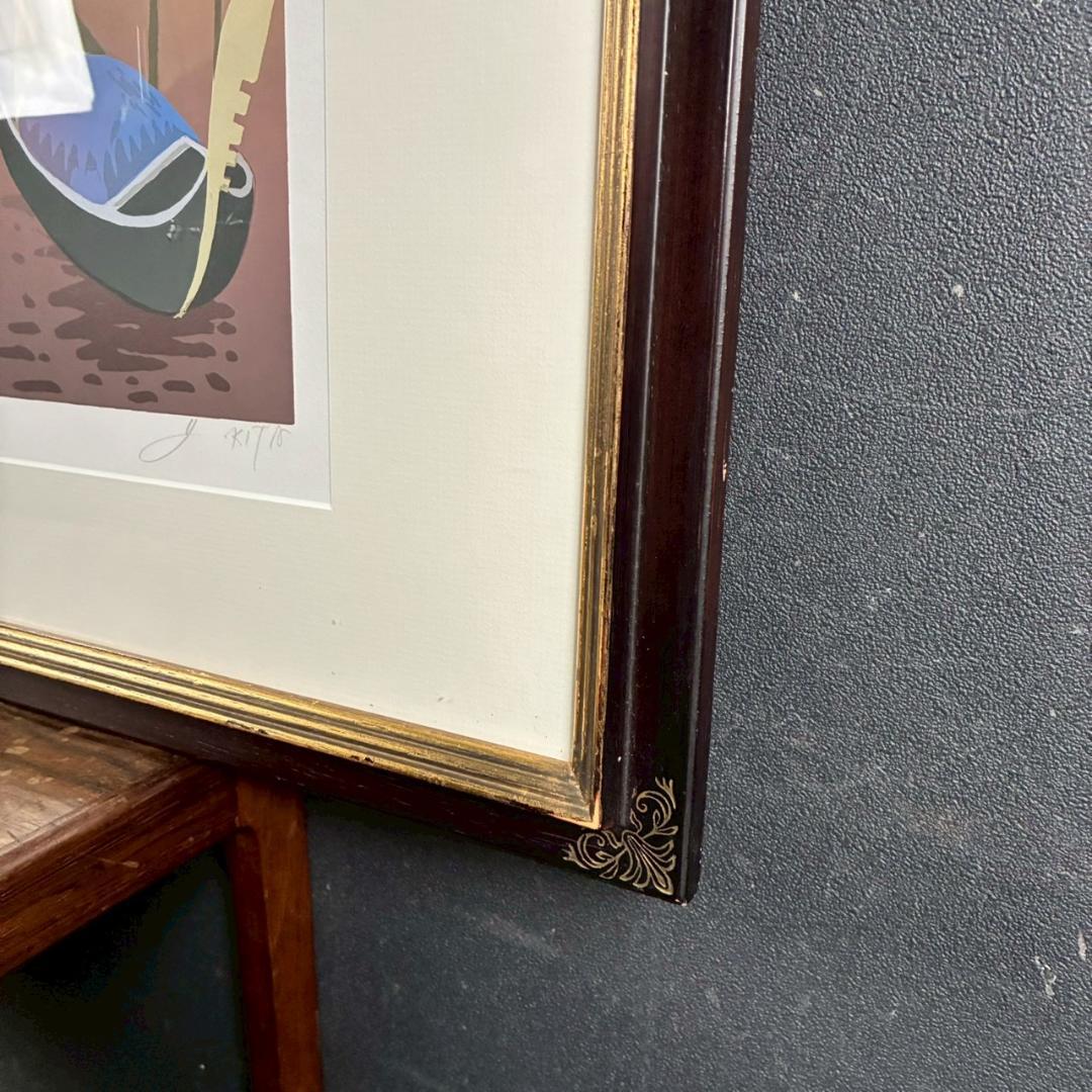 北吉晃「Voyage～」シルクスクリーン 直筆サイン入り お洒落な額装