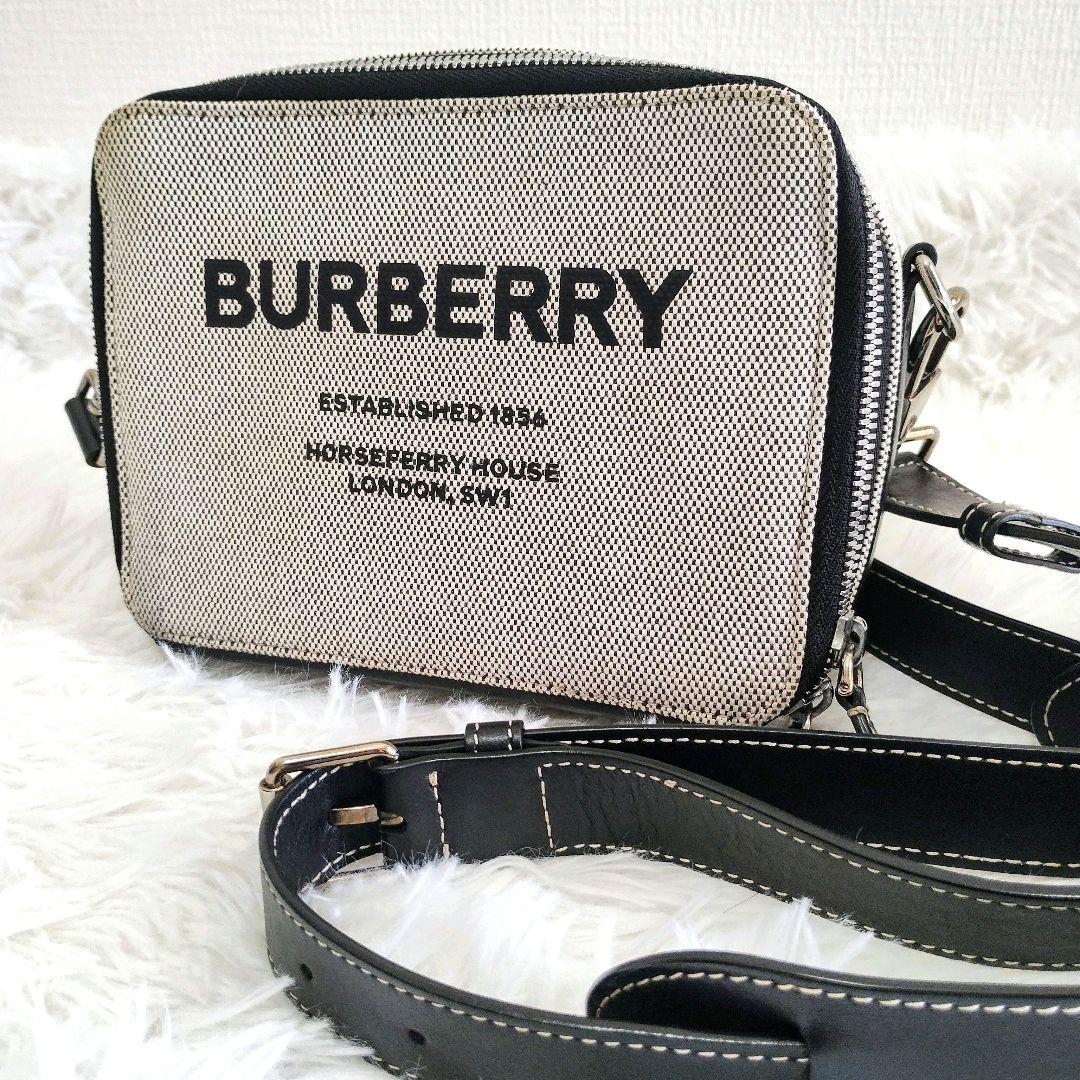 BURBERRY ショルダーバッグ ボディバッグ ブラック レザー ホースフェリ