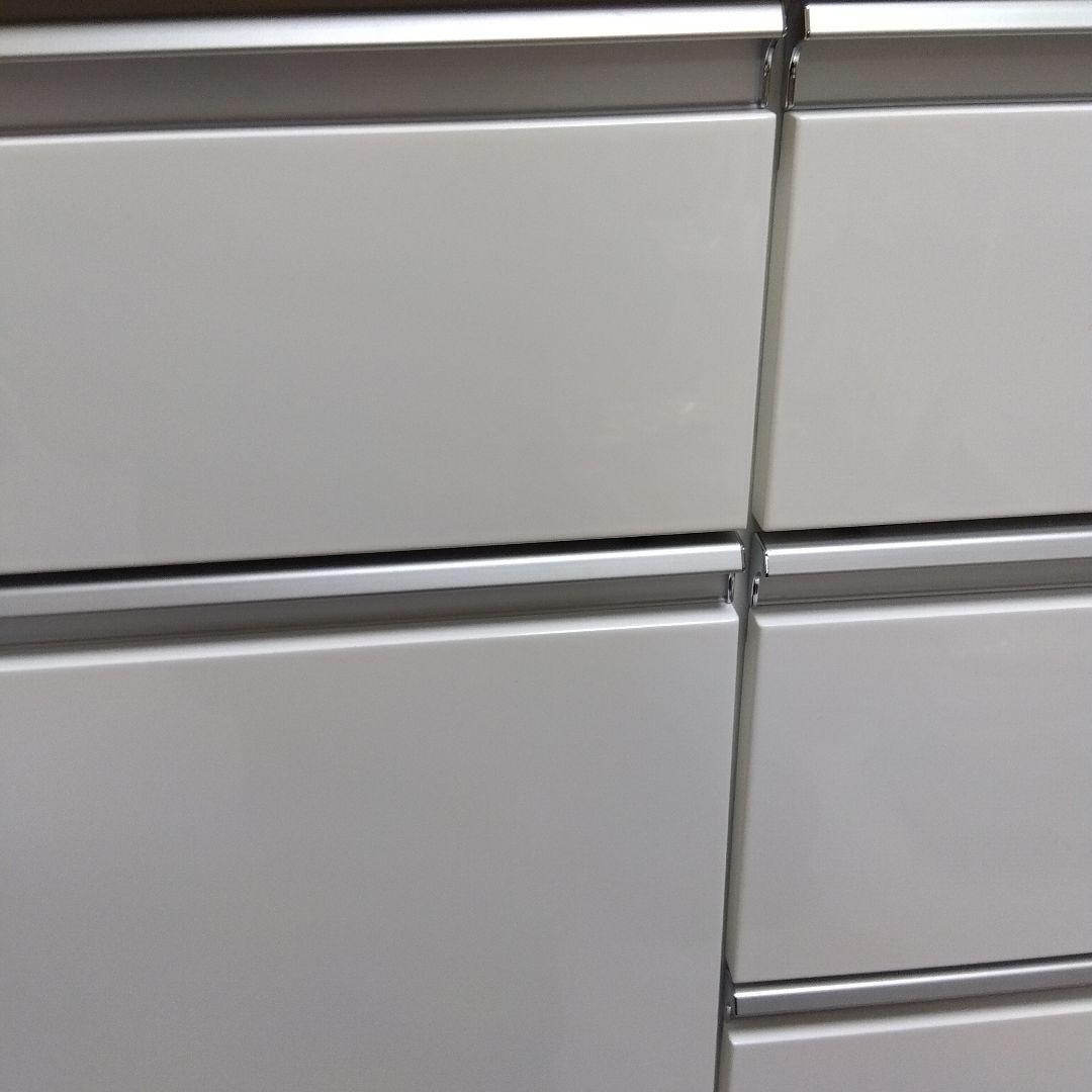 ホワイト キッチンカウンター 引き出し4つ