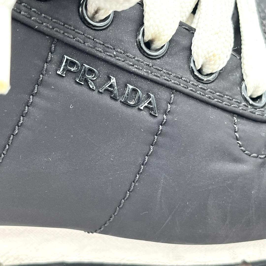 プラダ スニーカー ロゴ金具 ナイロン ブラック 黒 レディース 23.5cm
