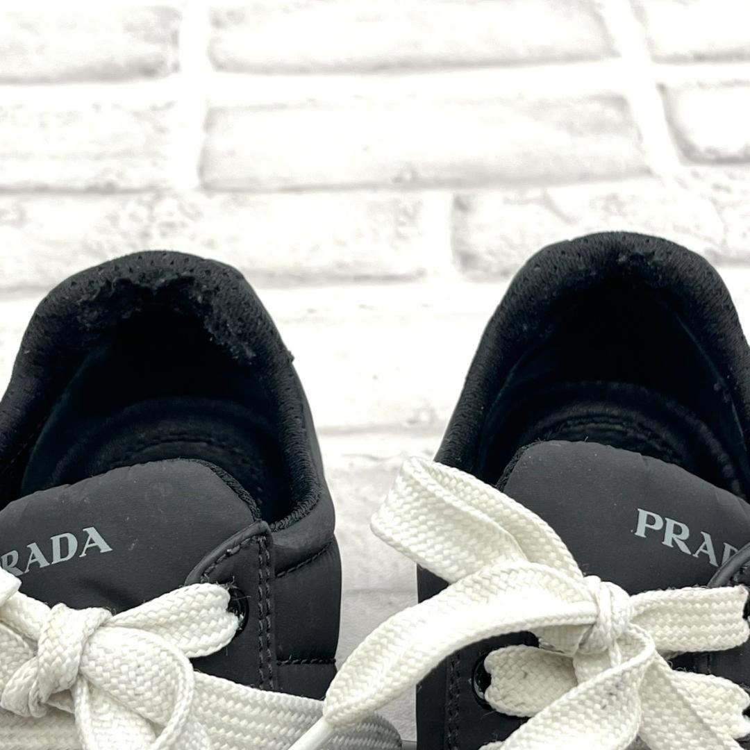 プラダ スニーカー ロゴ金具 ナイロン ブラック 黒 レディース 23.5cm