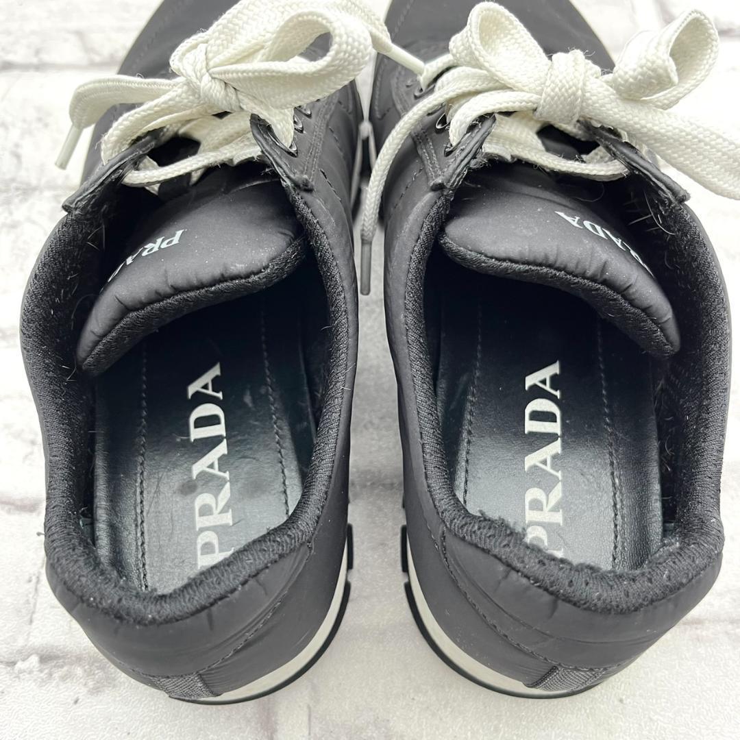 プラダ スニーカー ロゴ金具 ナイロン ブラック 黒 レディース 23.5cm