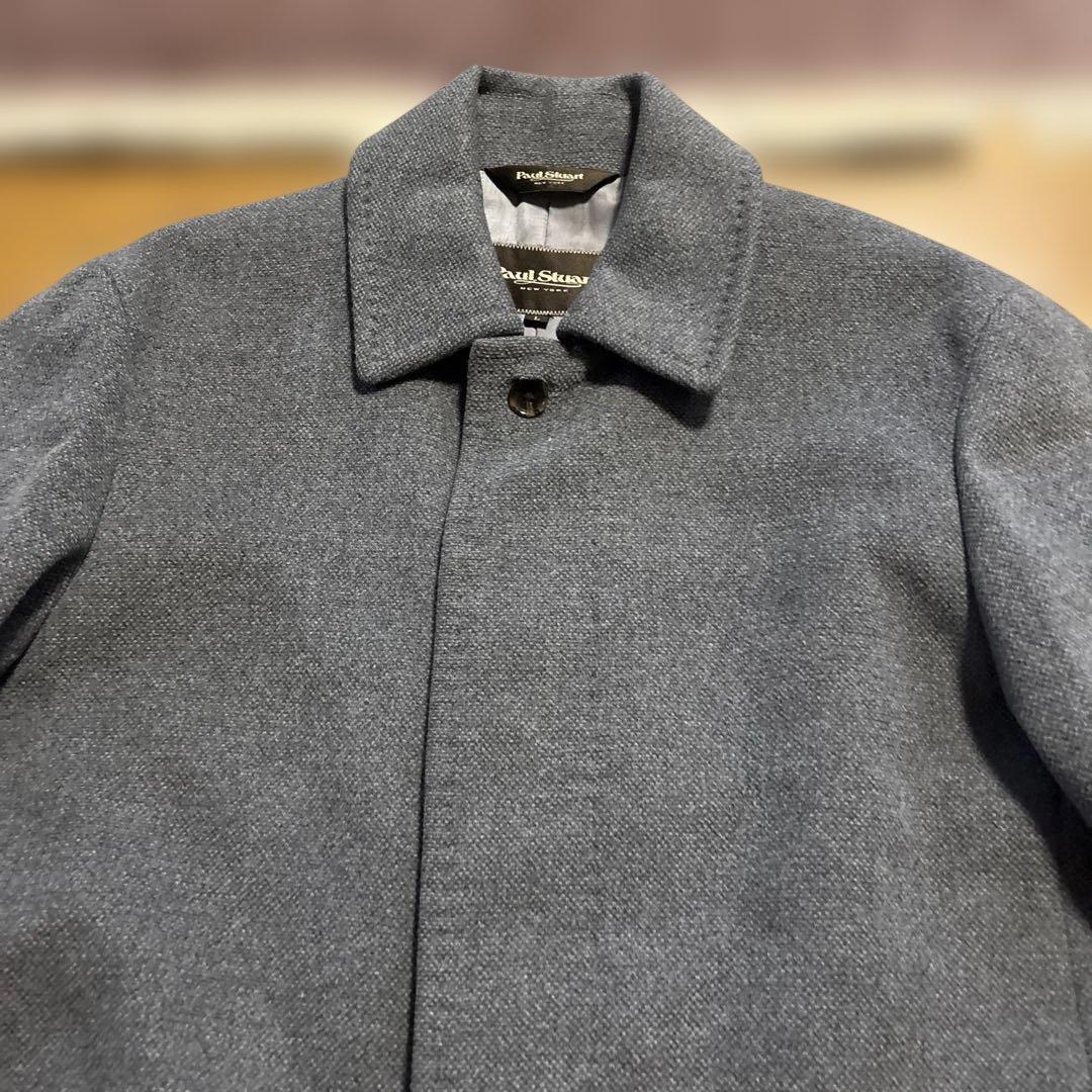 Paul Stuart アンゴラ カシミア混 ステンカラーコート グレー L