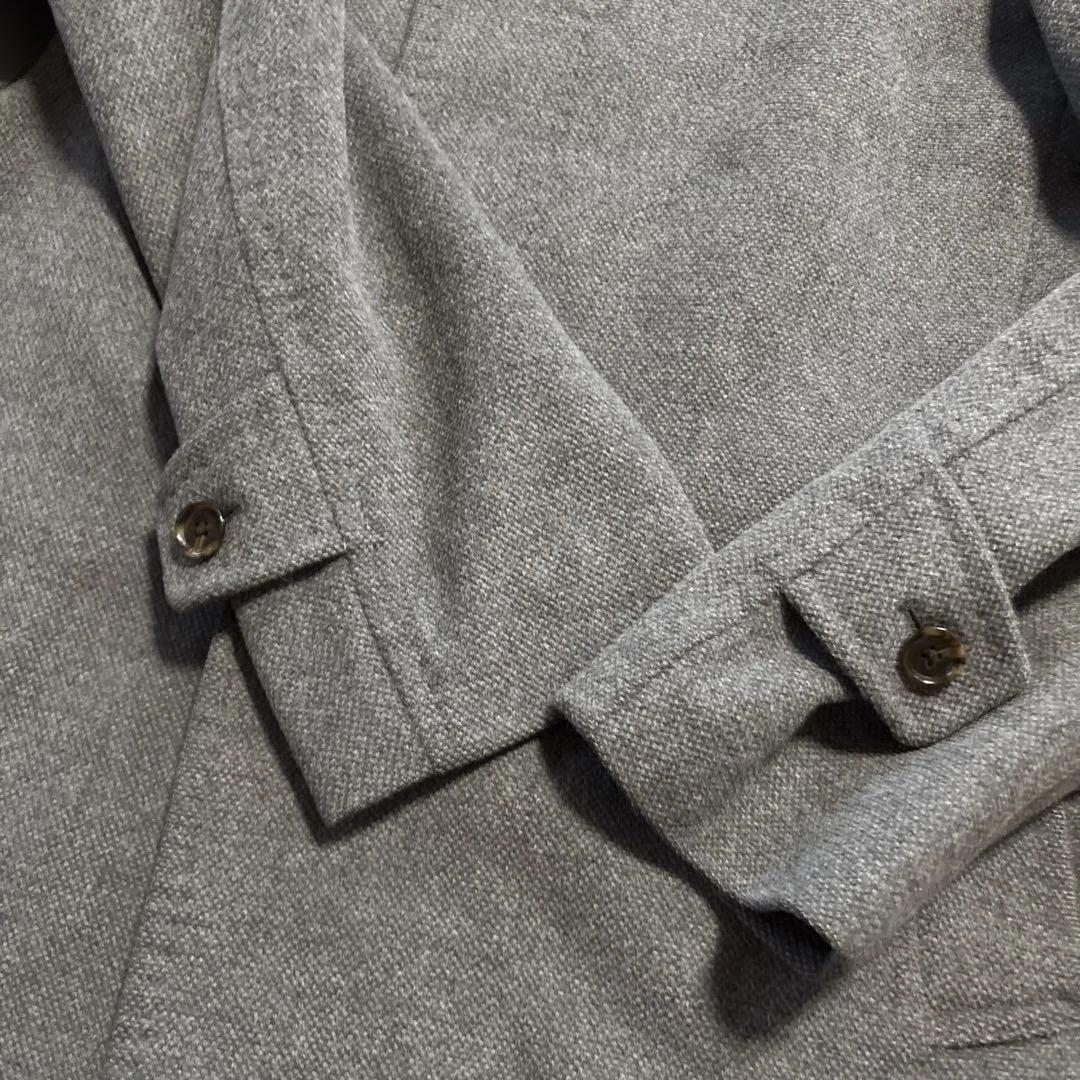 Paul Stuart アンゴラ カシミア混 ステンカラーコート グレー L