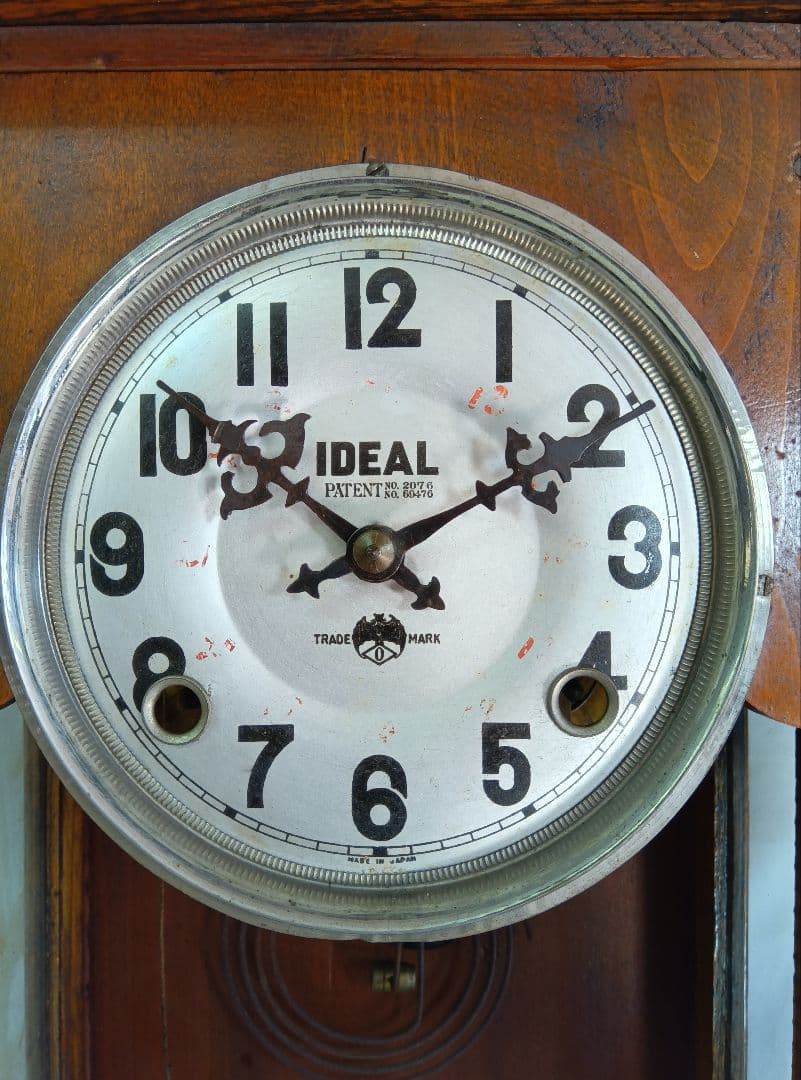 IDEAL 木製掛時計 ゼンマイ式振り子時計 レトロ 小栗時計製造所 骨董
