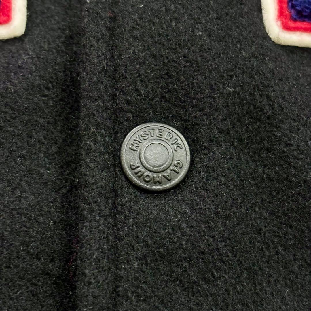 極美品 ヒステリックグラマー スタジャン アップリケ ロゴ ワッペン ブラック