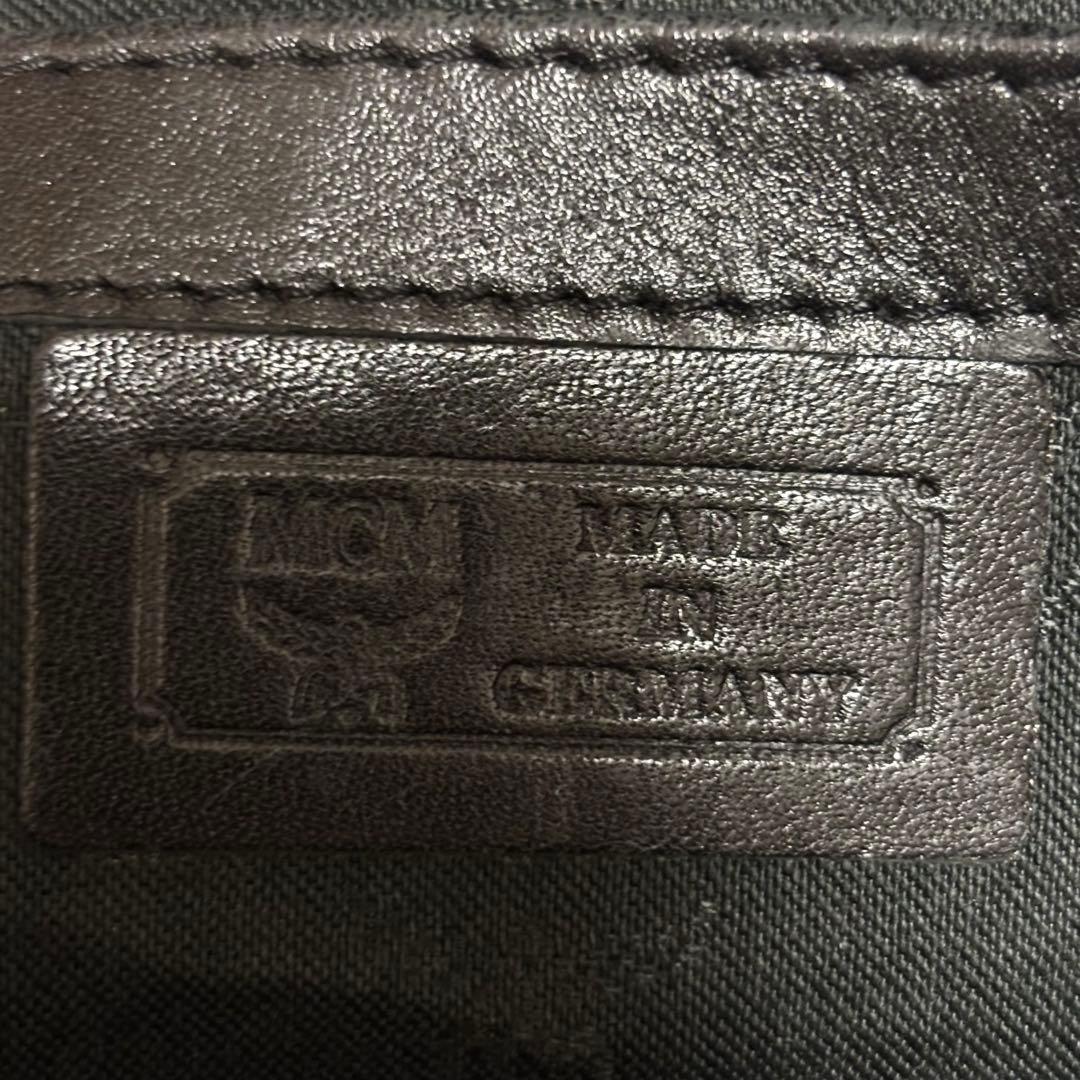 MCM エムシーエム ロゴ総柄 PVC×レザー ミニボストンバッグ ハンドバッグ