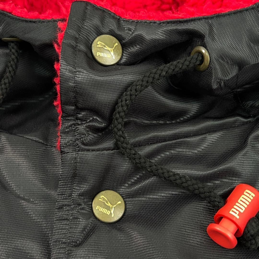 希少【PUMA】90sヒットユニオン製 ベンチコート デカロゴ ボア裏地 黒×赤
