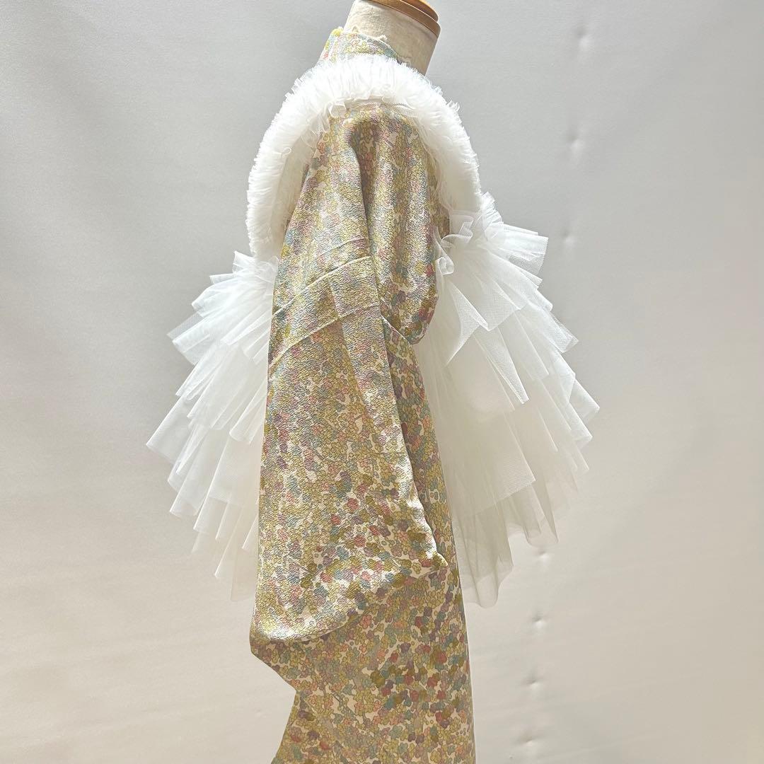 被布エプロン【スノーフリル】チュール被布　被布ドレス　七五三　3歳着物