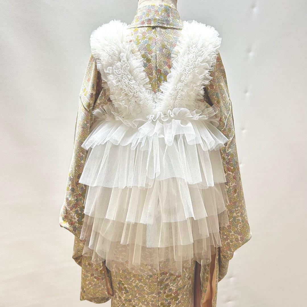 被布エプロン【スノーフリル】チュール被布　被布ドレス　七五三　3歳着物