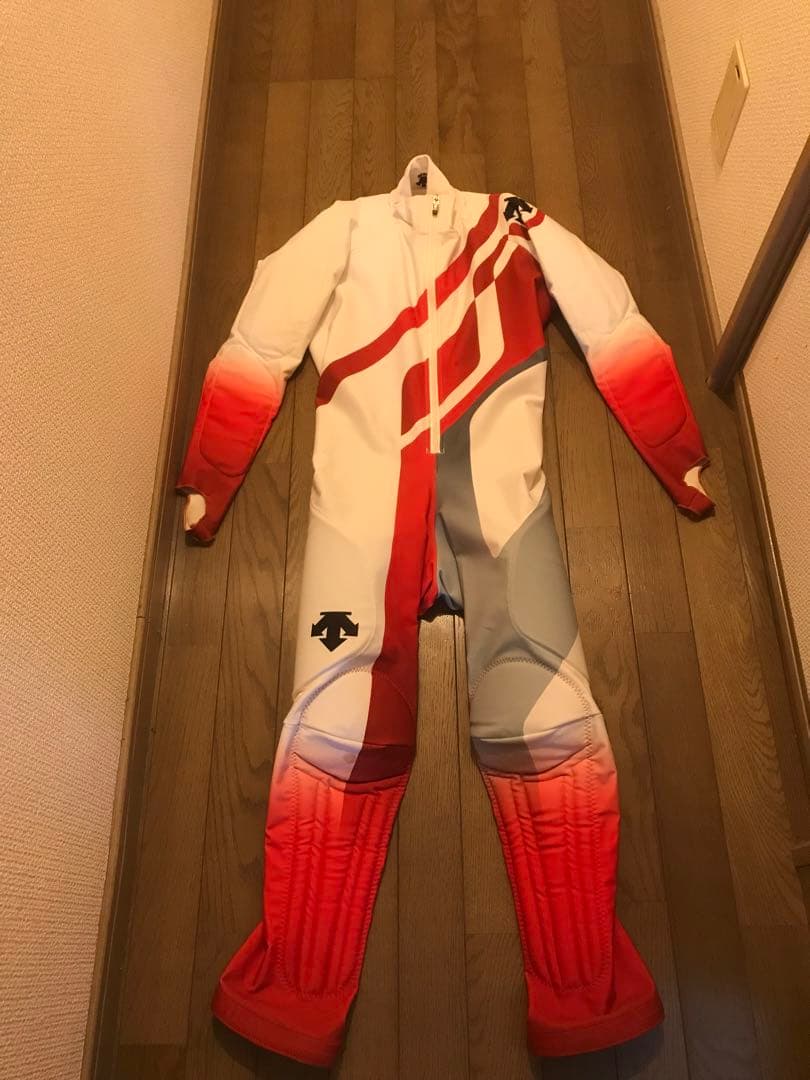 スキーレーシングスーツスーツ 競技用ワンピース ホワイト/レッド