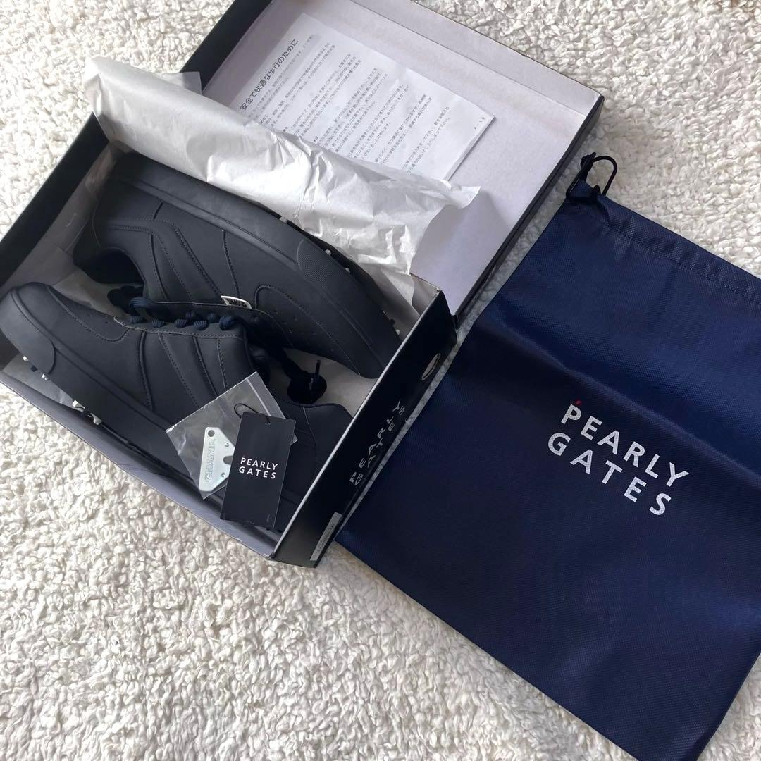 新品【パーリーゲイツ】ローカット ゴルフシューズ 紺 27.5cm スパイク