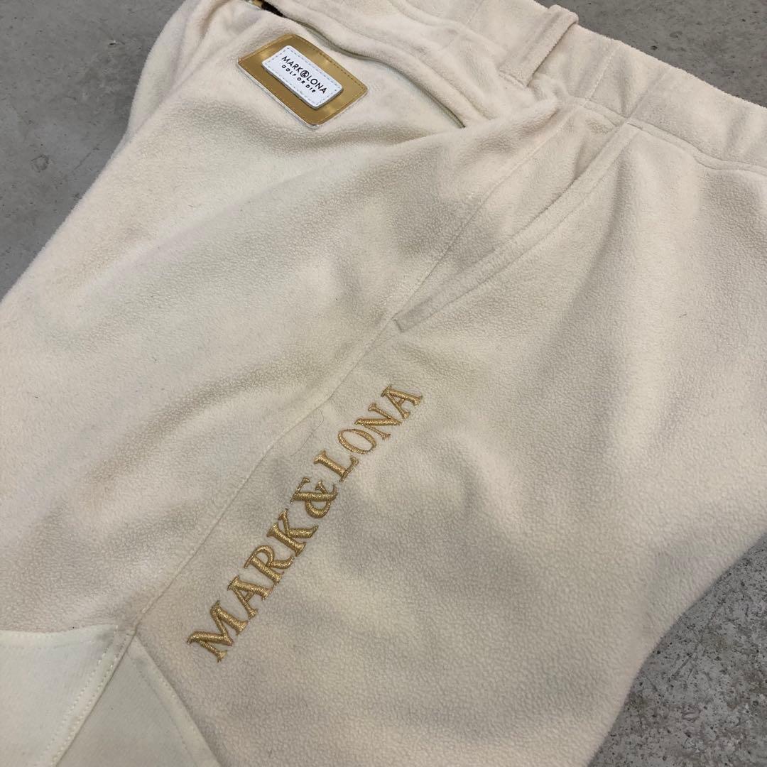 MARK & RONA ゴルフ パンツ スラックス スカル フリース ホワイト