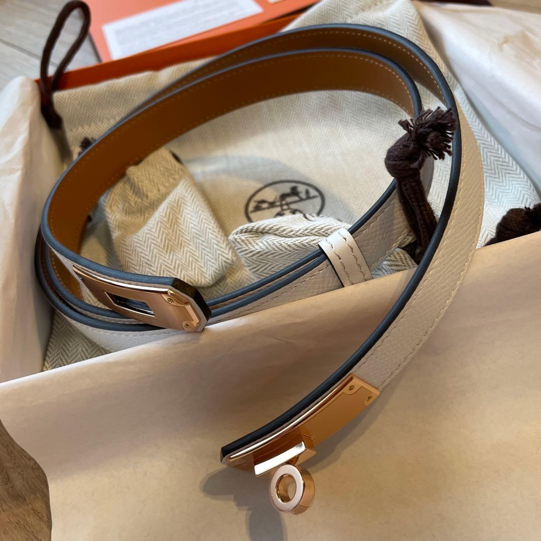 新品未使用レアエルメス ケリーベルト ホワイト W刻印