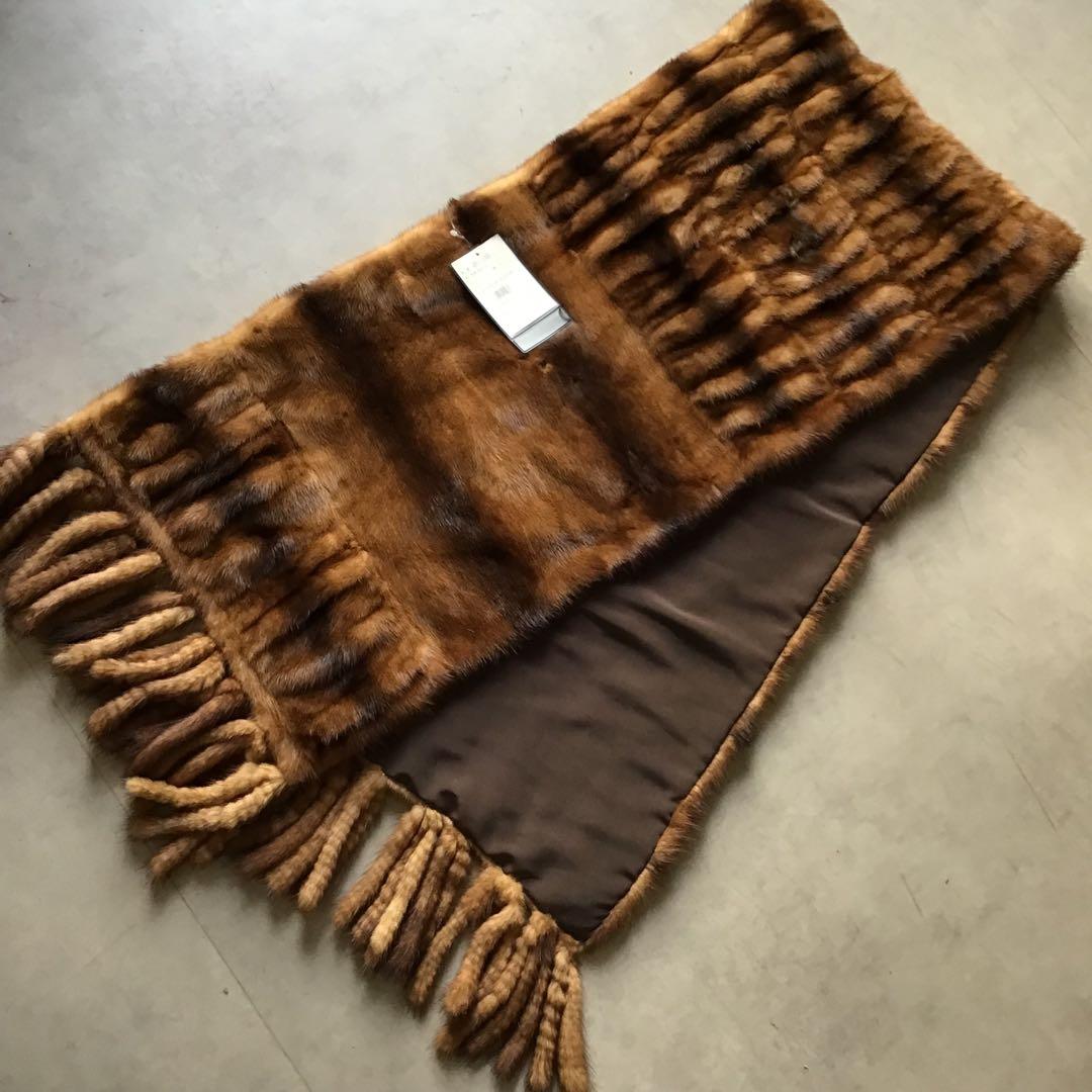 【新品】VINTAGE 高級 ミンクストール　リアルファー　ブラウン　希少