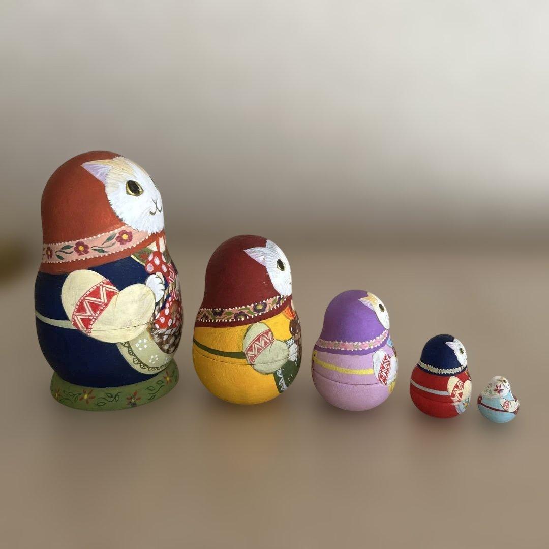 マトリョーシカきのこ狩り猫ちゃん マトリョーシカ【きのこ狩り】猫