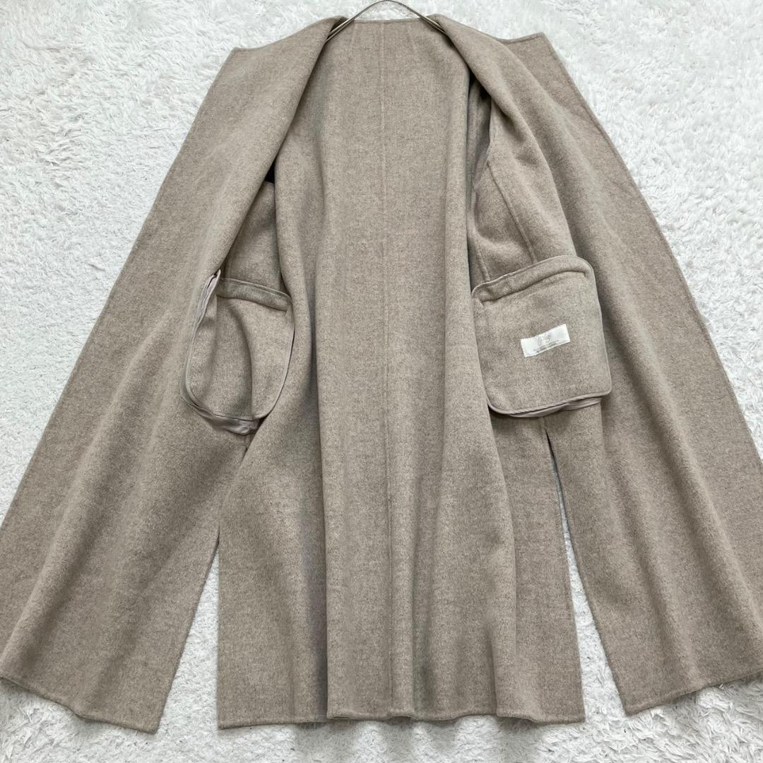 未使用級✨プラージュ ハミルトンノーカラーコート ダブルフェイス グレージュ M