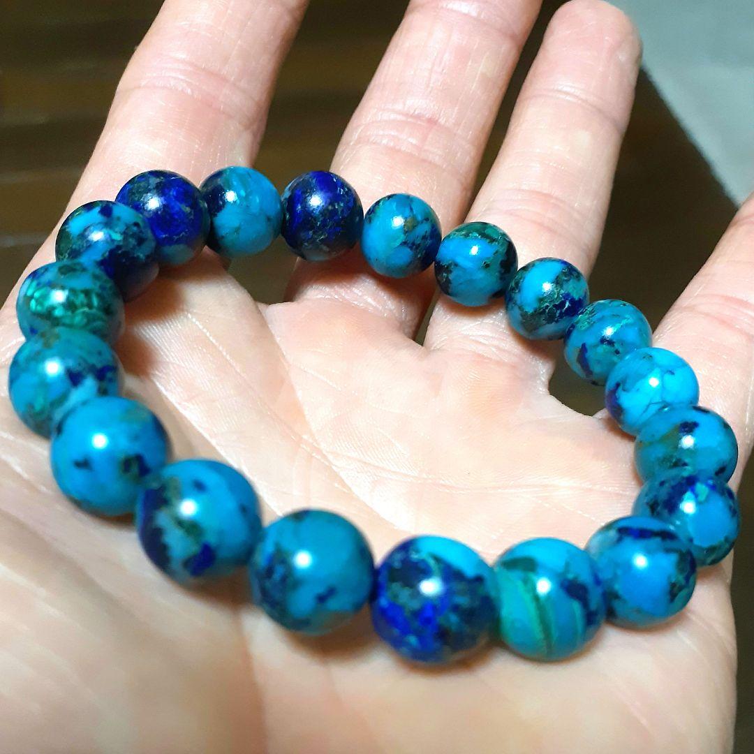 アンファン 超レア【高品質】ターコイズクリソコラインラピスラズリ10mm