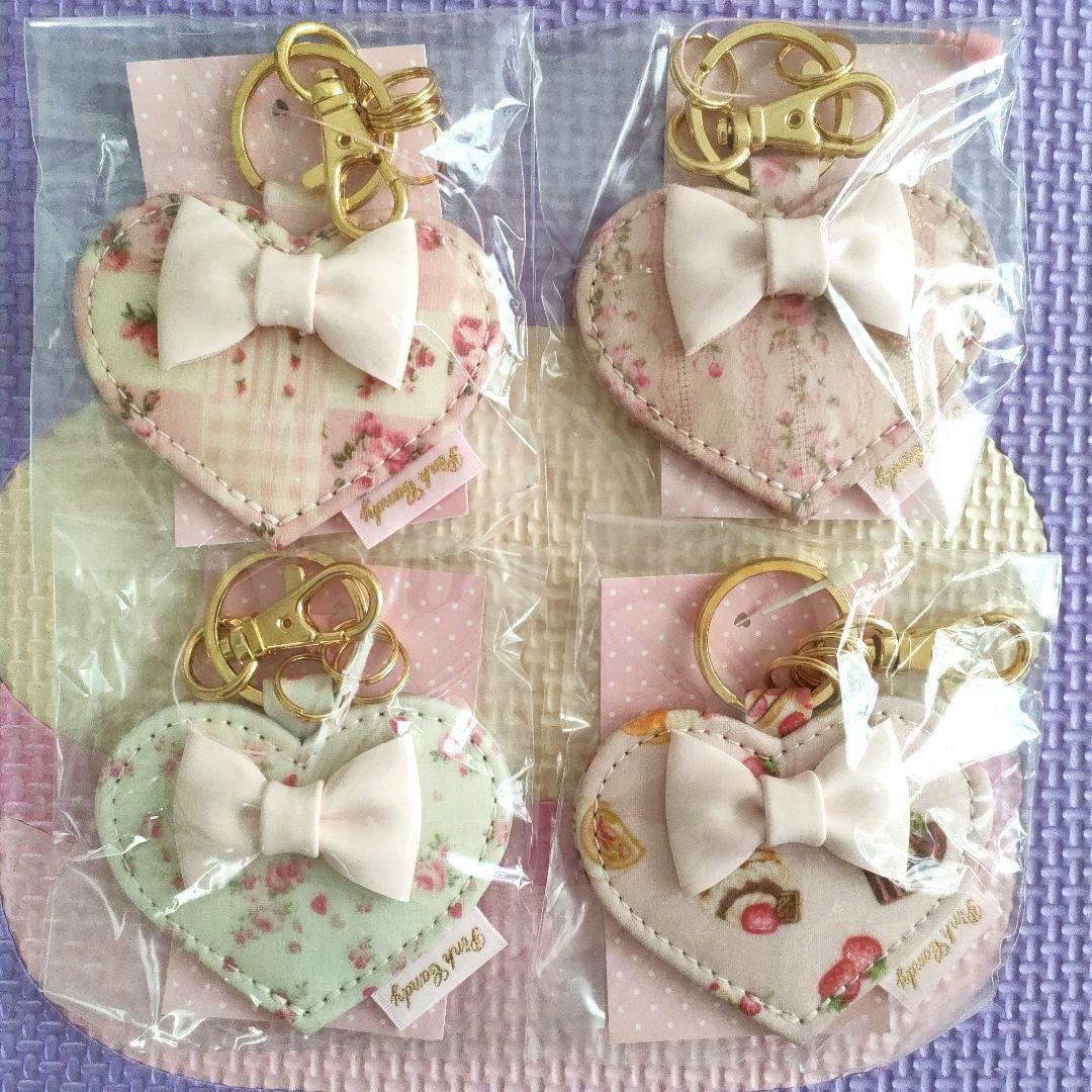 Pink Candy♡ハート型キーリング4点set♡