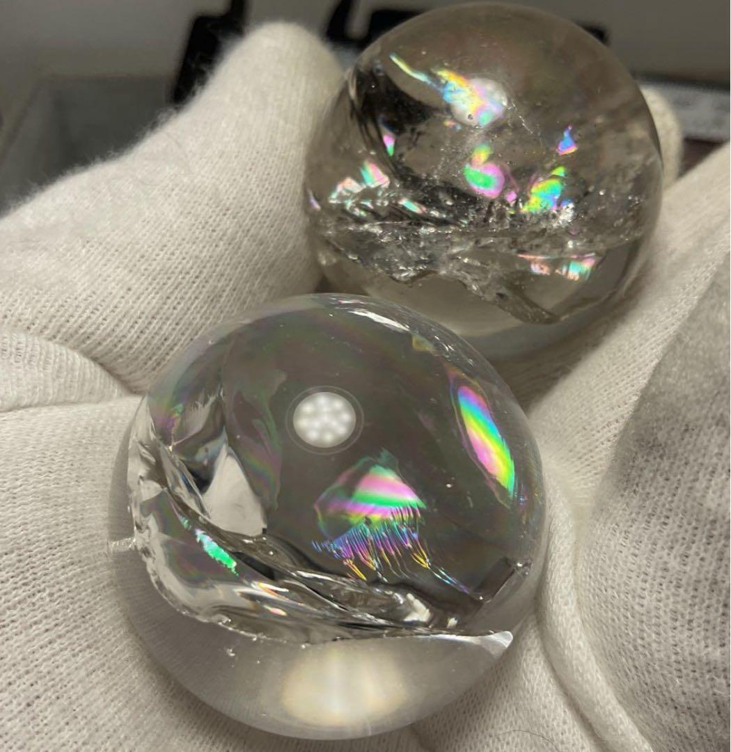 Z215-1半額特価着払いアイリスクォーツ虹入り水晶スフィア蓮花台座セットピンク