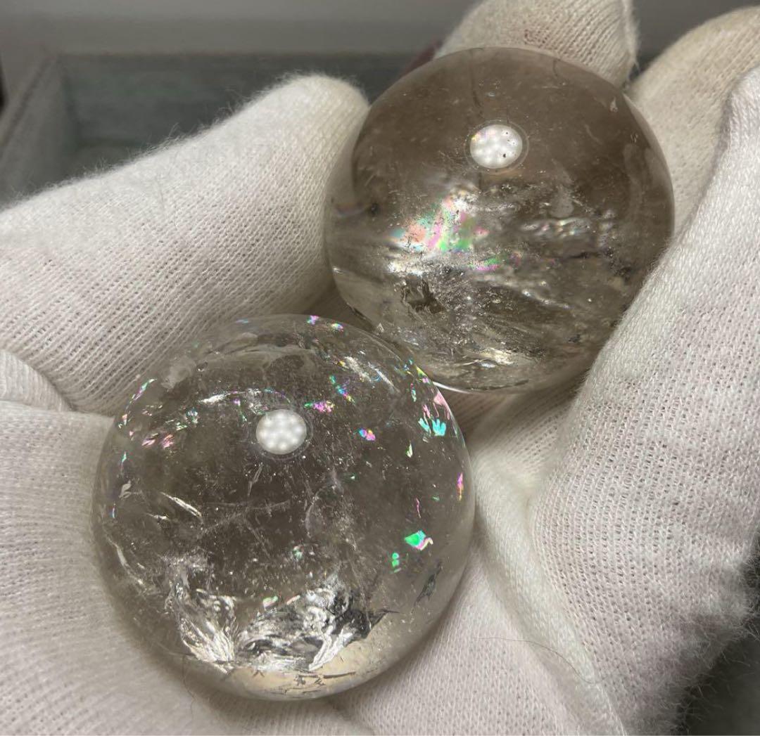 Z215-1半額特価着払いアイリスクォーツ虹入り水晶スフィア蓮花台座セットピンク