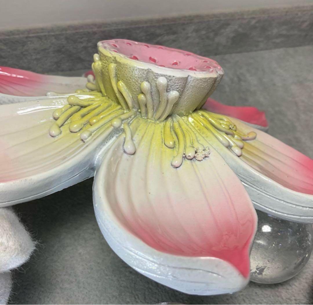 Z215-1半額特価着払いアイリスクォーツ虹入り水晶スフィア蓮花台座セットピンク