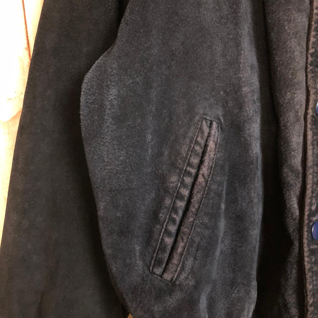 コンバース レザースタジャン】 本革 刺繍 スエード XL 黒 古着 - メルカリ