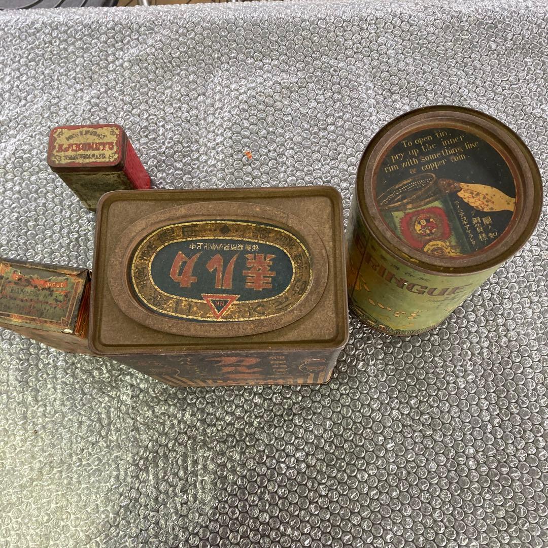大正ロマン 昭和レトロ 戦前ブリキ缶 4点セット - メルカリ