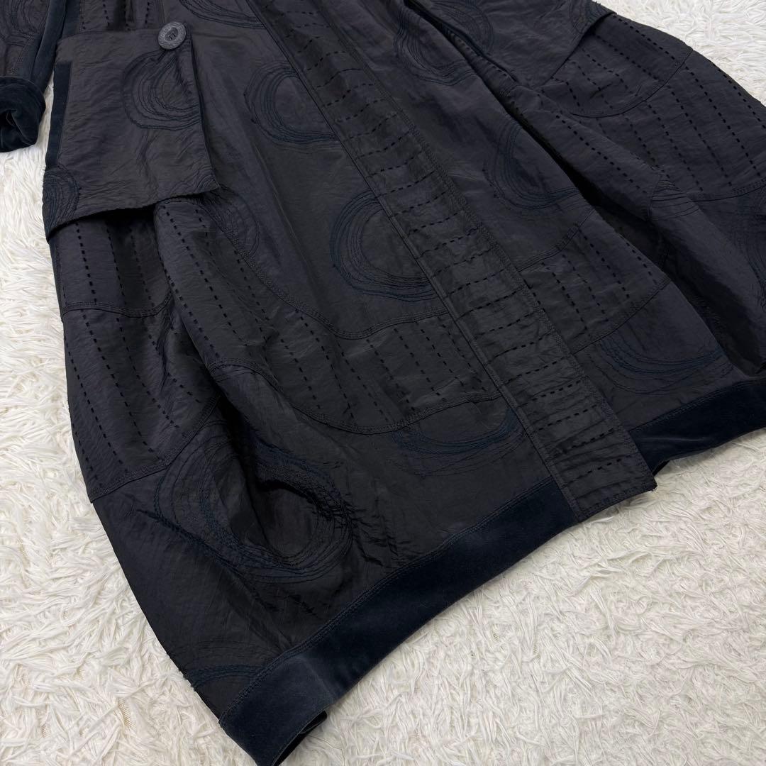 EIKO KONDO エイココンドウ ロングコート XL 総柄 うず巻き 異素材