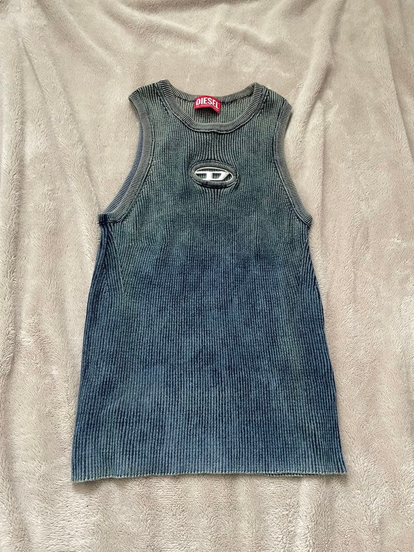 DIESEL グレー タンクトップ リブ編み