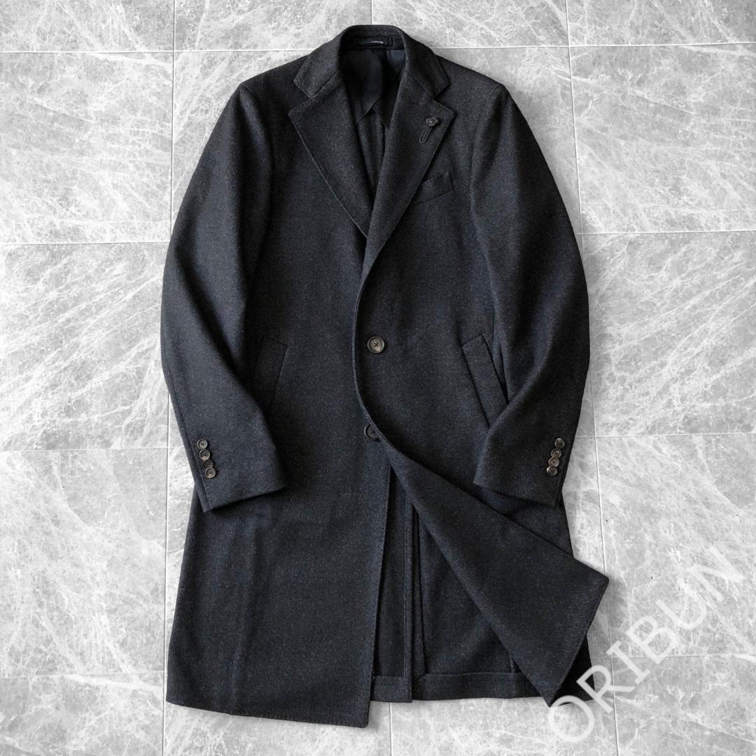 LARDINI 5者混ウールヘリンボーンチェスターコート スポルベリーノ 干場