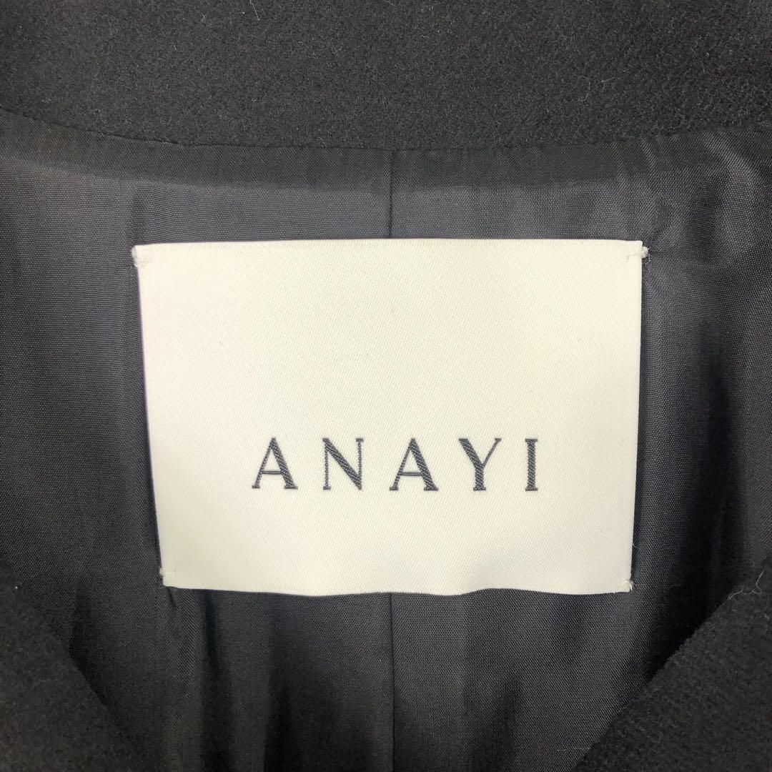 ANAYI サキソニーダブルクロストレンチコート 38 ブラック