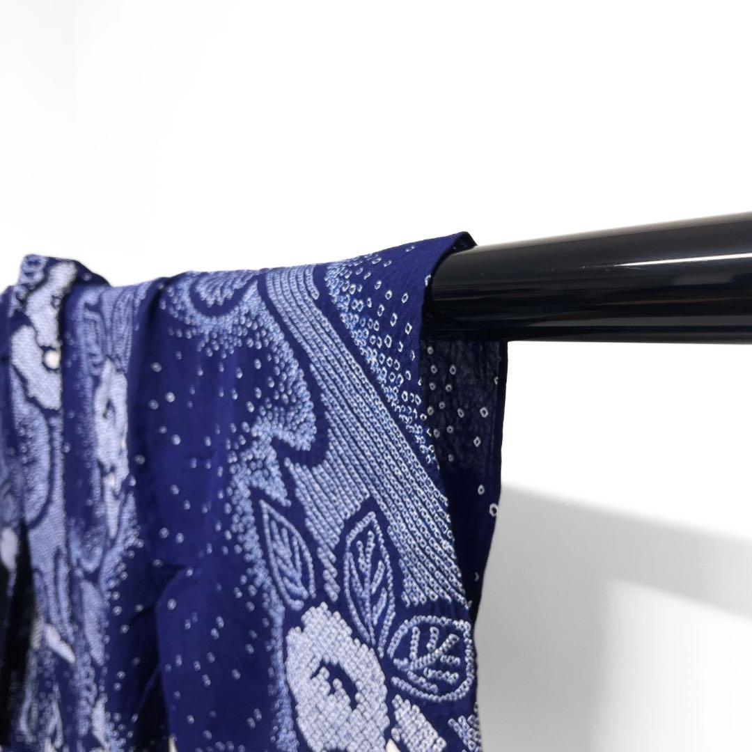 浴衣 有松鳴海絞り 菊 椿 流水 藍染 ネイビー 着物 064a d - メルカリ